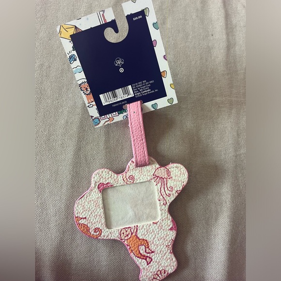 Roller Rabbit Pink Monkey Sea Life Luggage Tag with Orange Accent - Picture 2 of 2